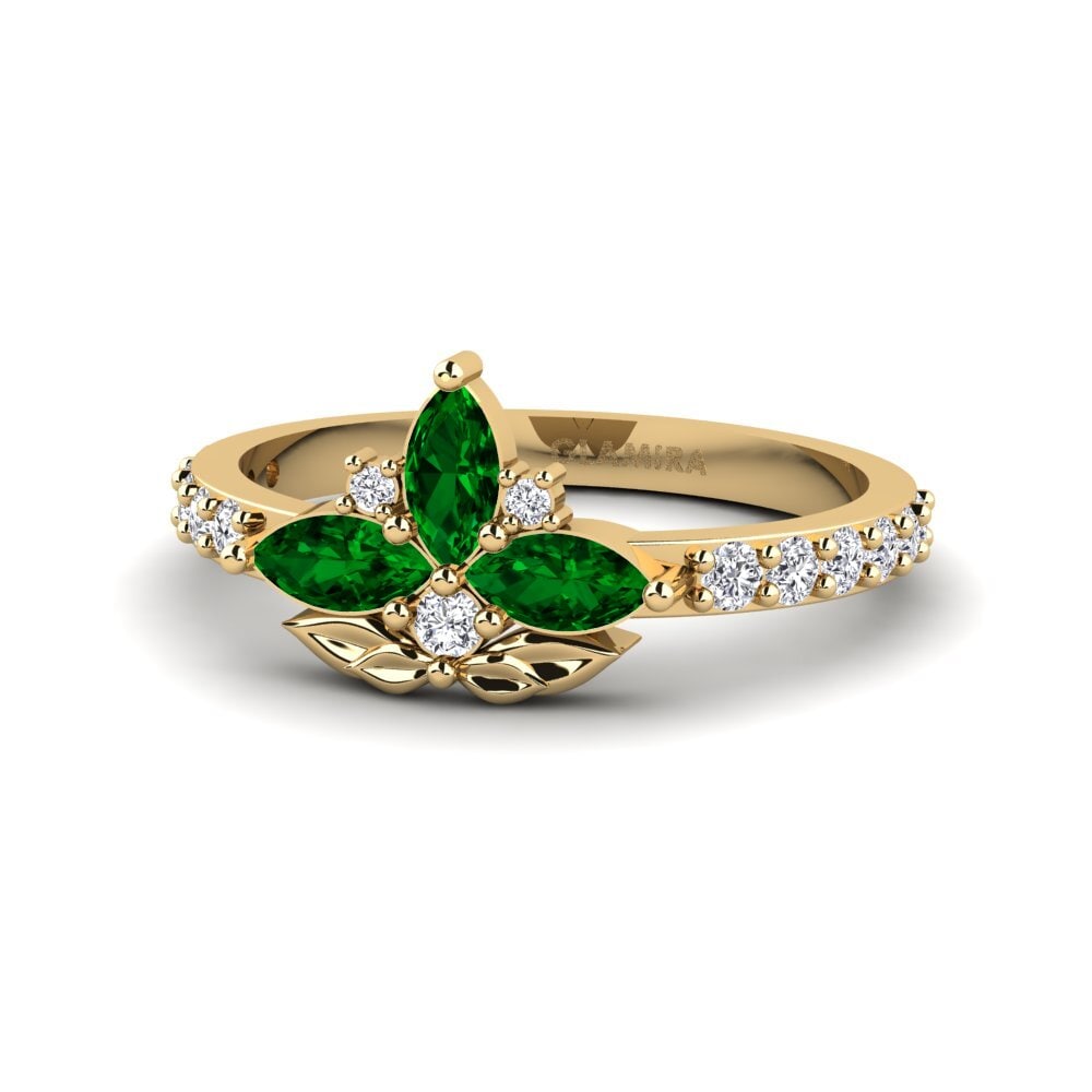Circonita Verde Anillo Cinzelado