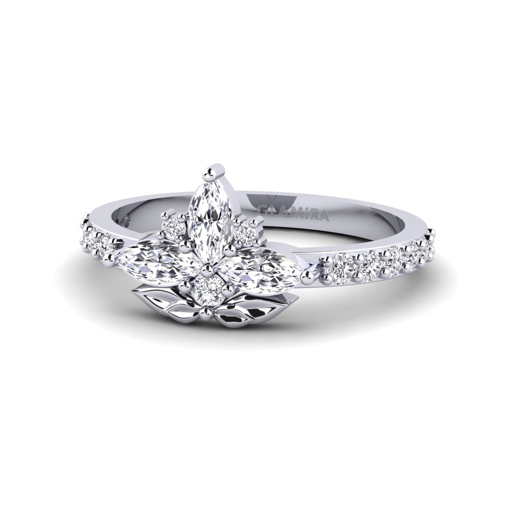14k Oro Blanco Anillo Cinzelado