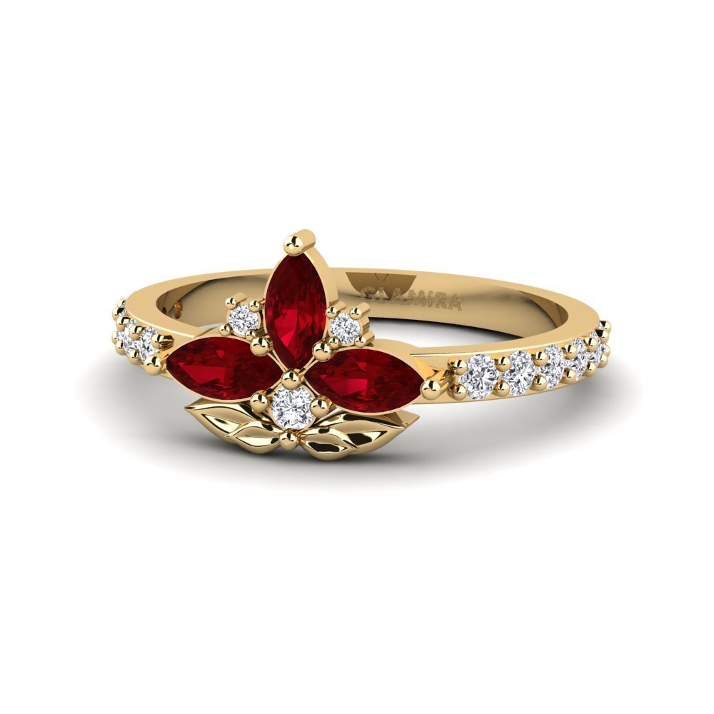 Circonita Roja Anillo Cinzelado