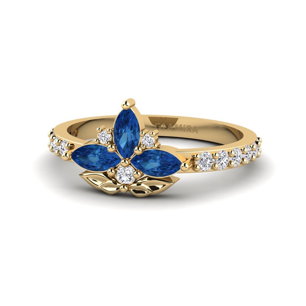 Dark Blue Zirconia Ring Cinzelado