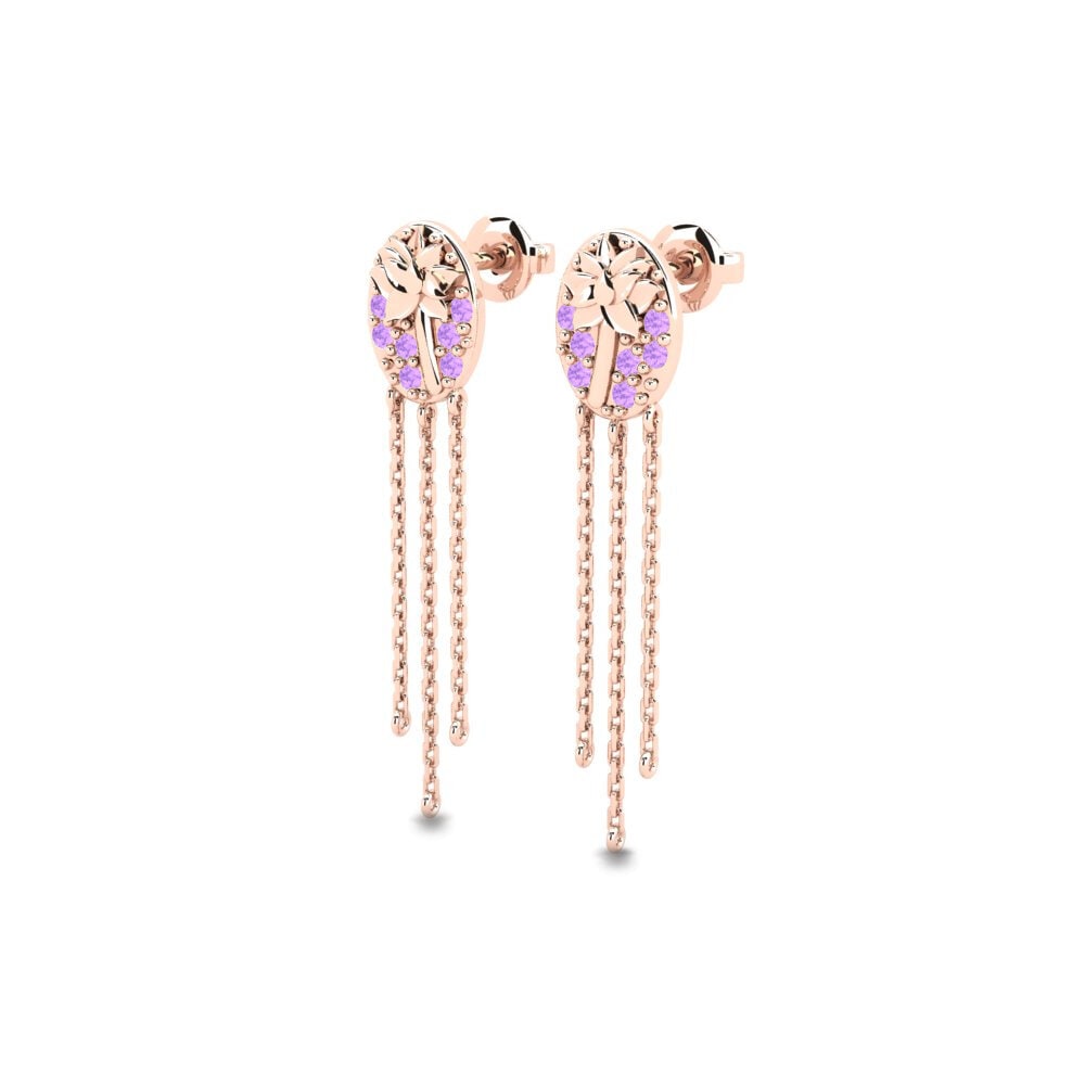 18k Oro Rosa Amatista Pendiente de mujer Clarencia