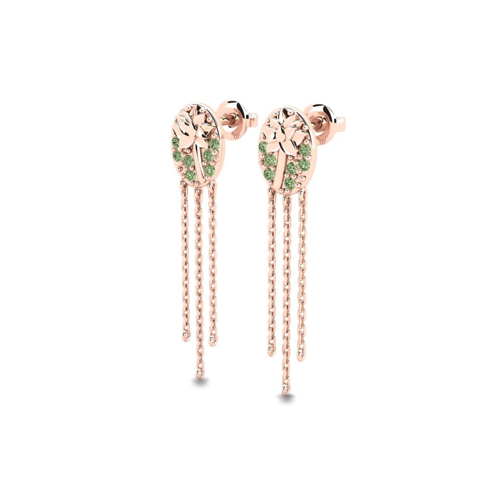 14ct Rose Gold Green Diamond Women's Earring Clarencia