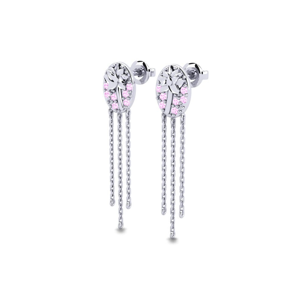 Palladium 950 Saphir Rose Boucle d'oreille femme Clarencia