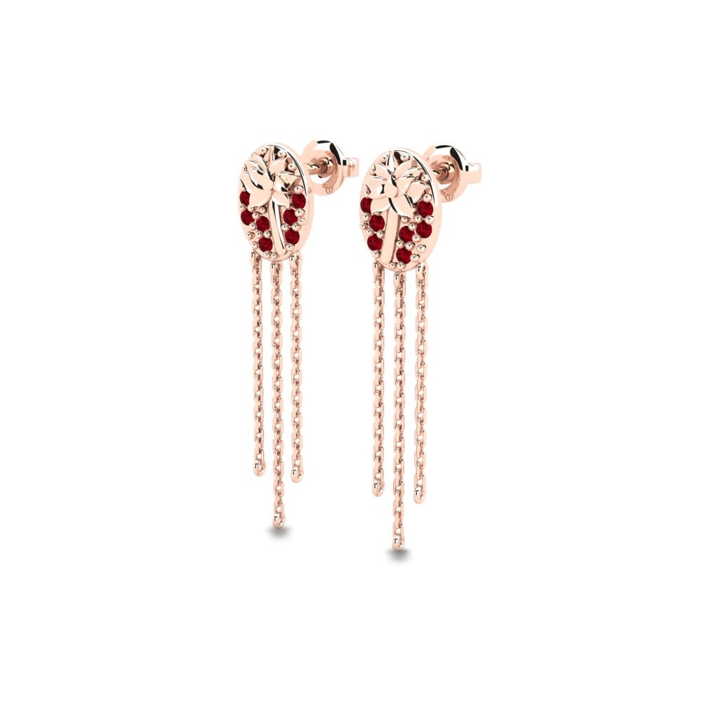 14ct Rose Gold Red Zirconia Women's Earring Clarencia