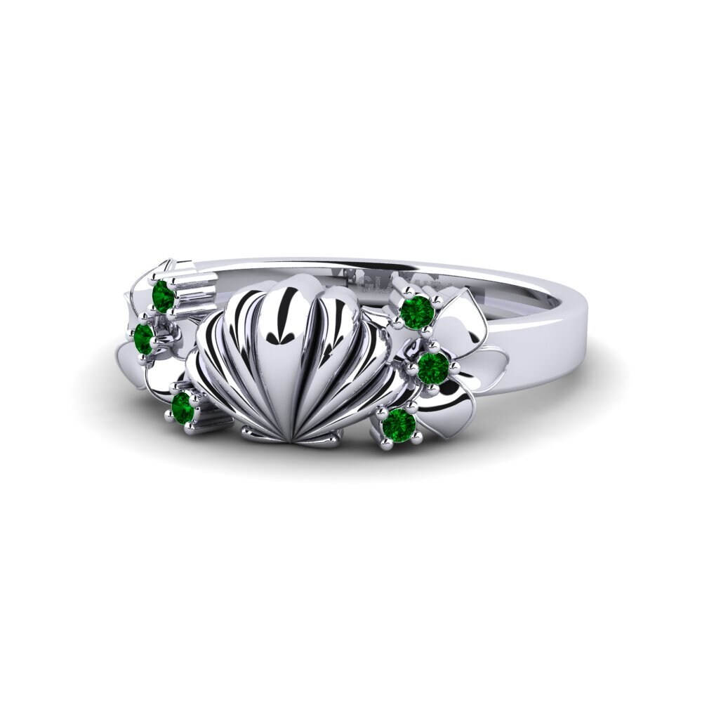 950 Palladium Green Zirconia Pinky Ring Clevore