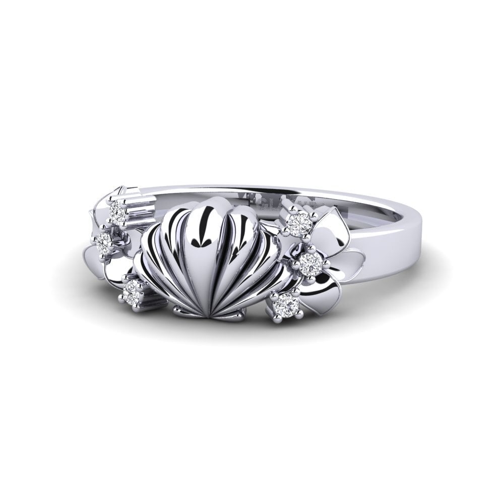 14k Oro Blanco Anillo meñique Clevore