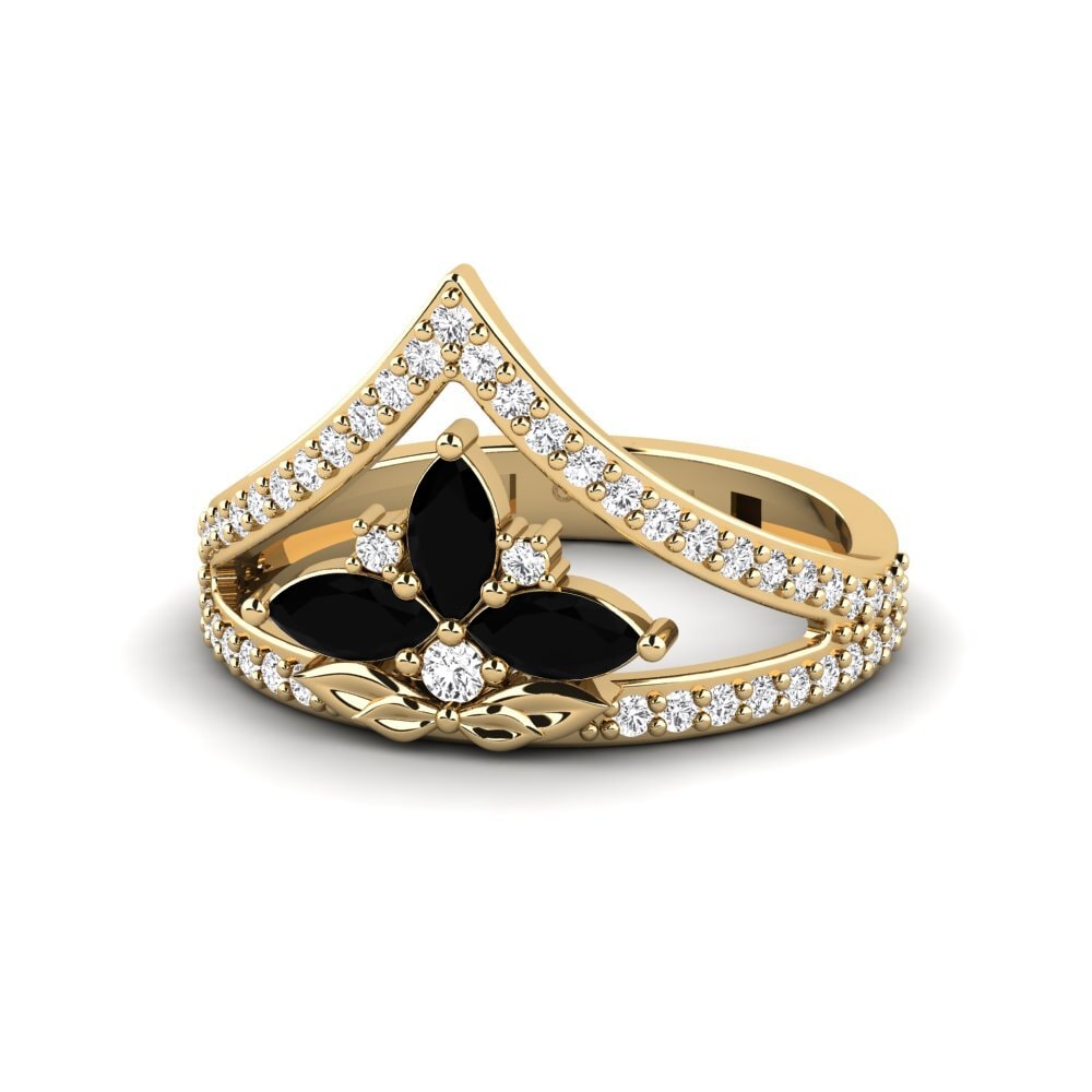 Zafiro negro Anillo Contorno