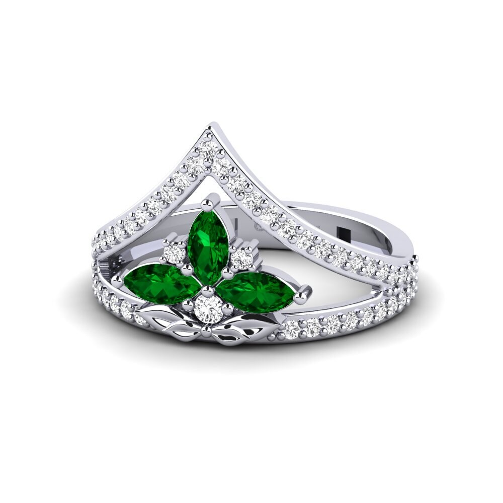 950 Palladium Green Zirconia Ring Contorno