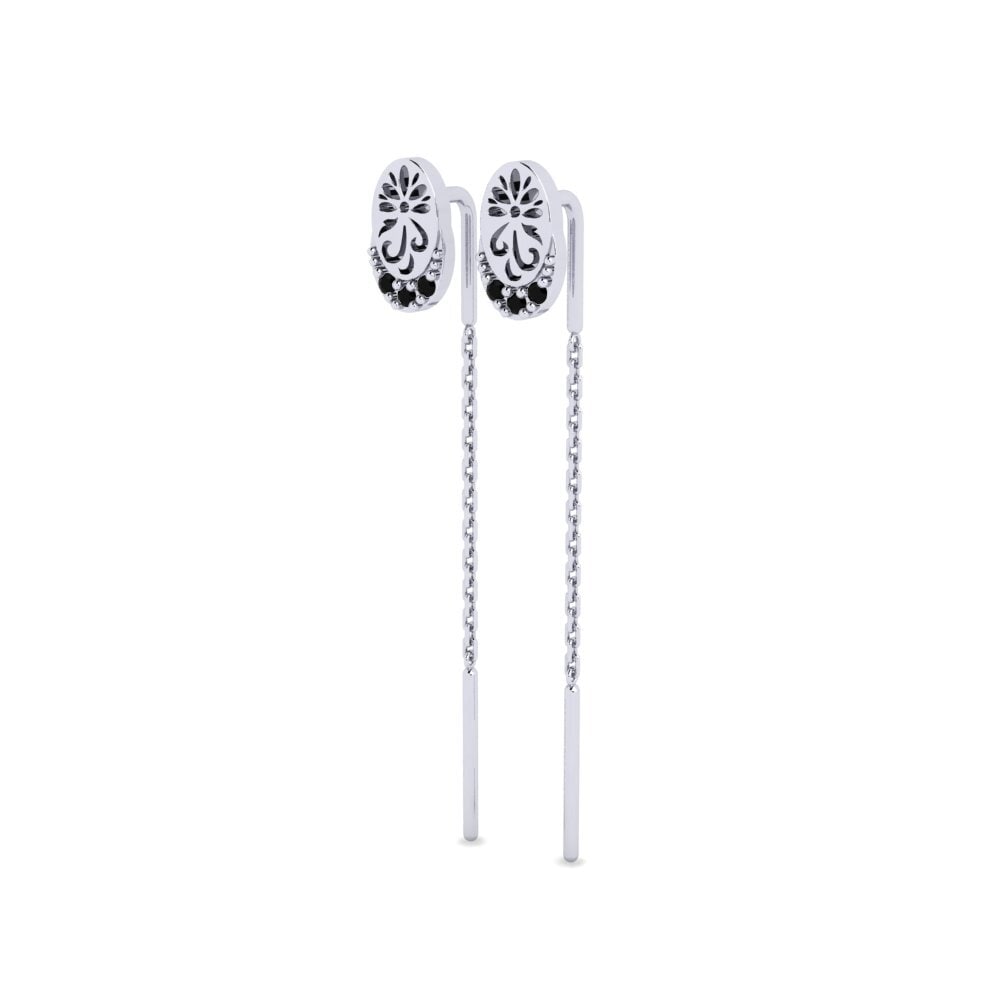 Oro Bianco 375 Onice Nero Orecchino da donna Creeoil