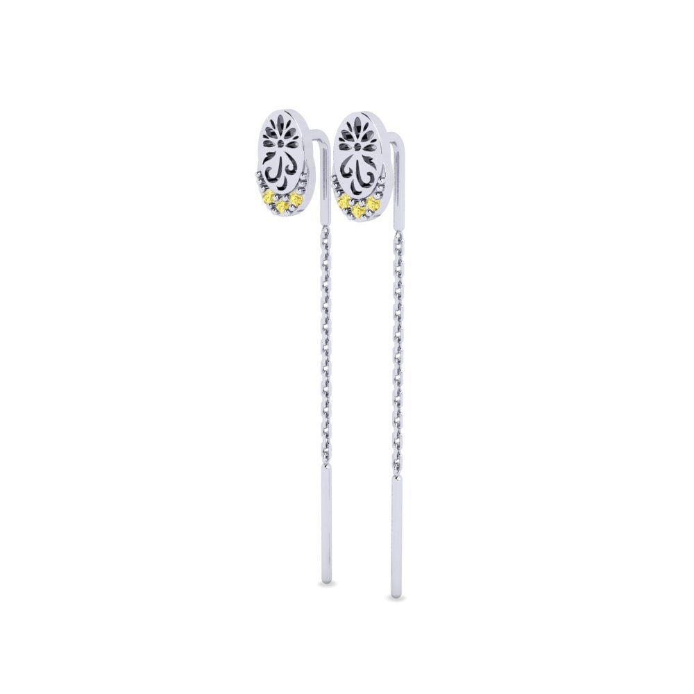 Paladio 950 Zafiro amarillo Pendiente de mujer Creeoil