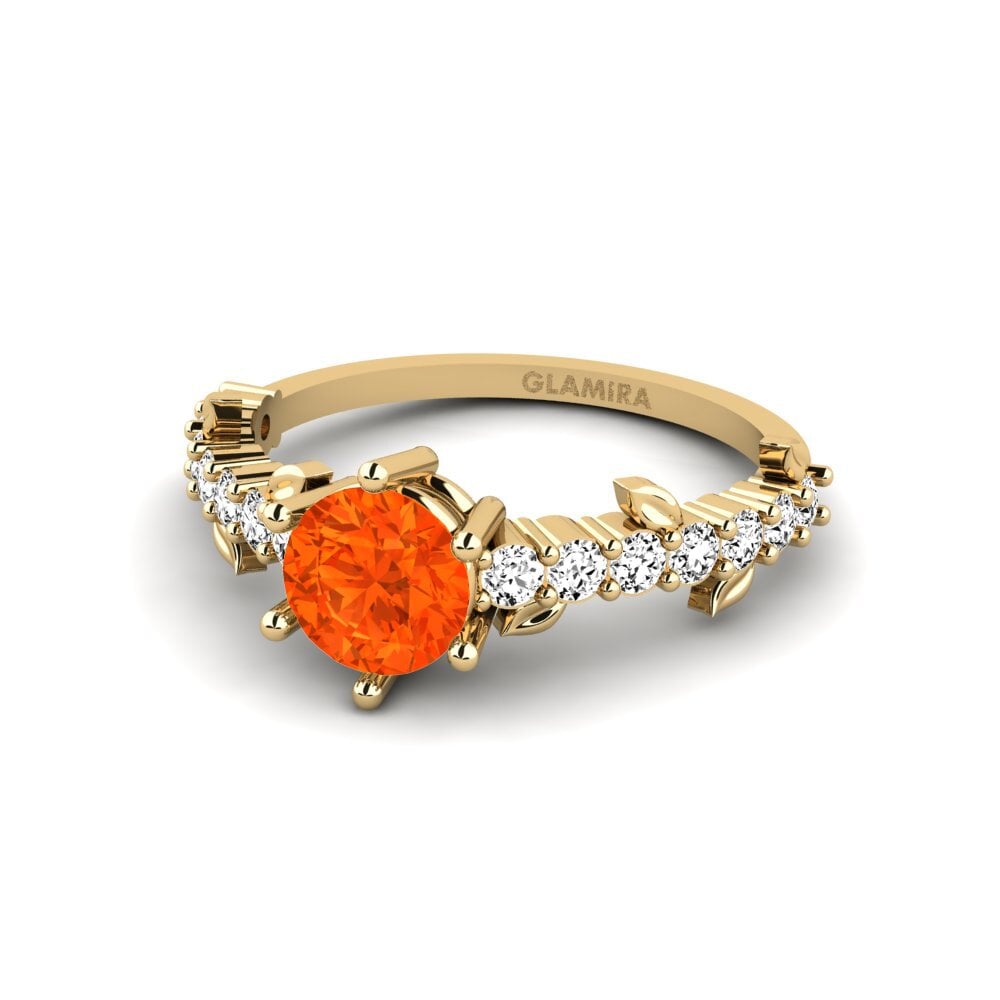 14ct Yellow Gold Round Fire-Opal Ring Efimero