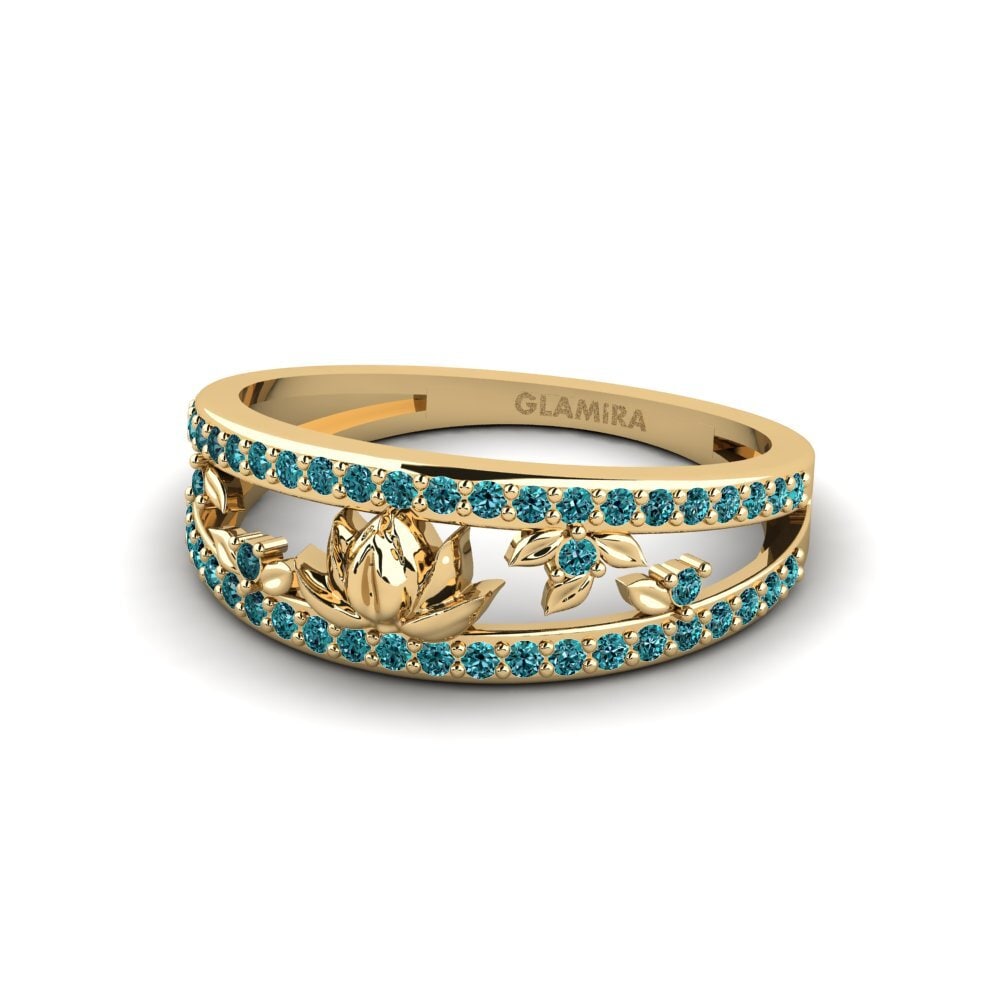 Diamante Azul Anillo Embossia