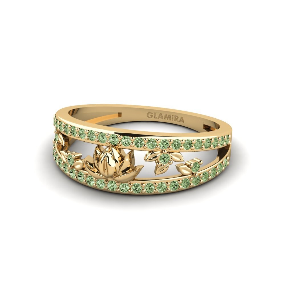 Diamante Verde Anel Embossia