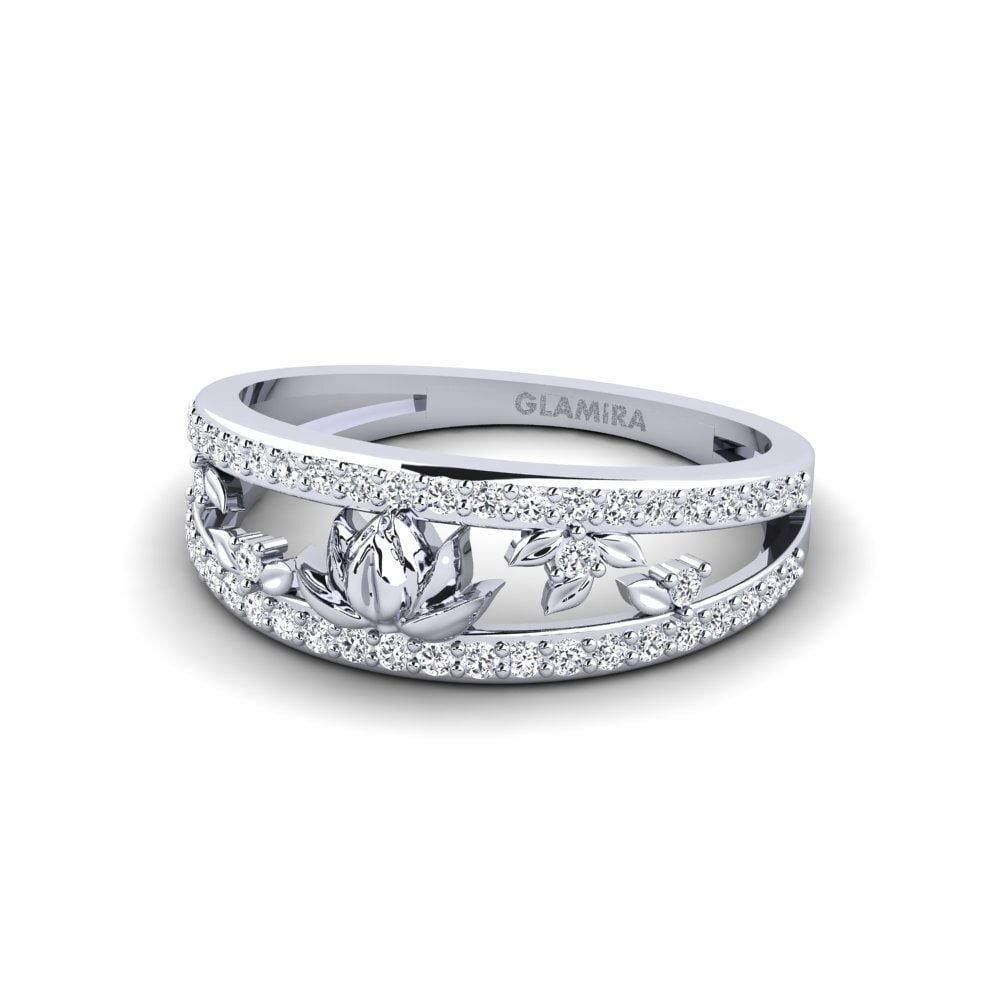 14k Oro Blanco Anillo Embossia