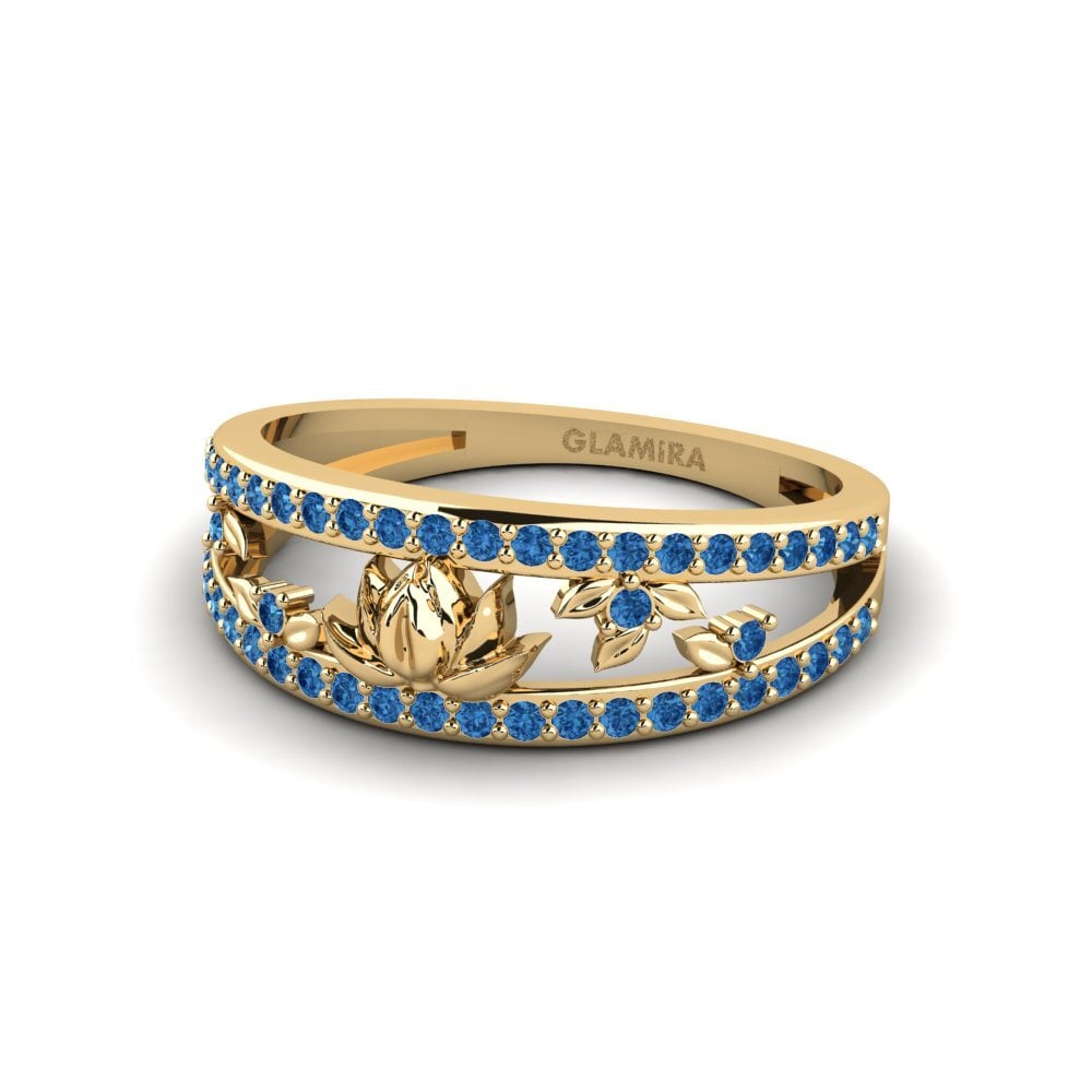 Dark Blue Zirconia Ring Embossia