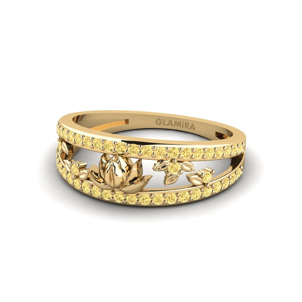 Diamante Amarillo Anillo Embossia