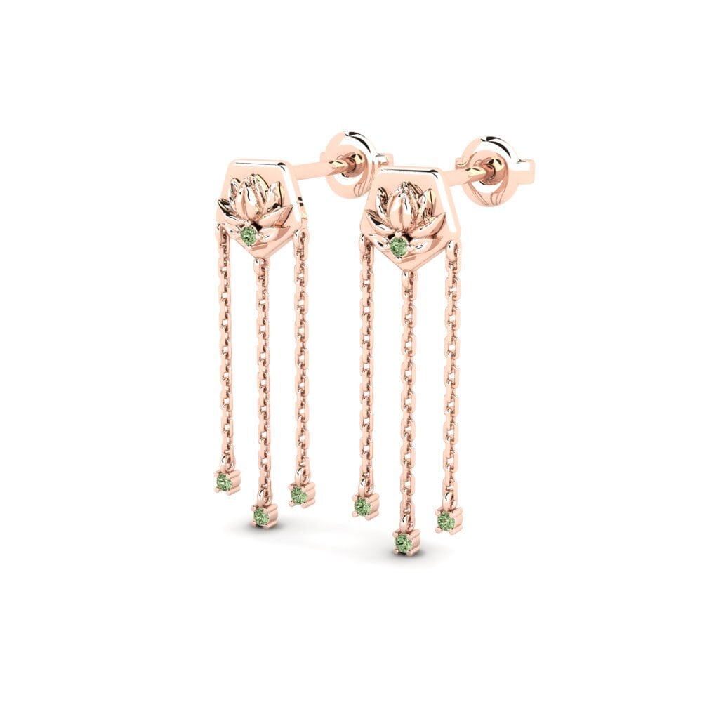 14ct Rose Gold Green Diamond Women's Earring Enhiesto