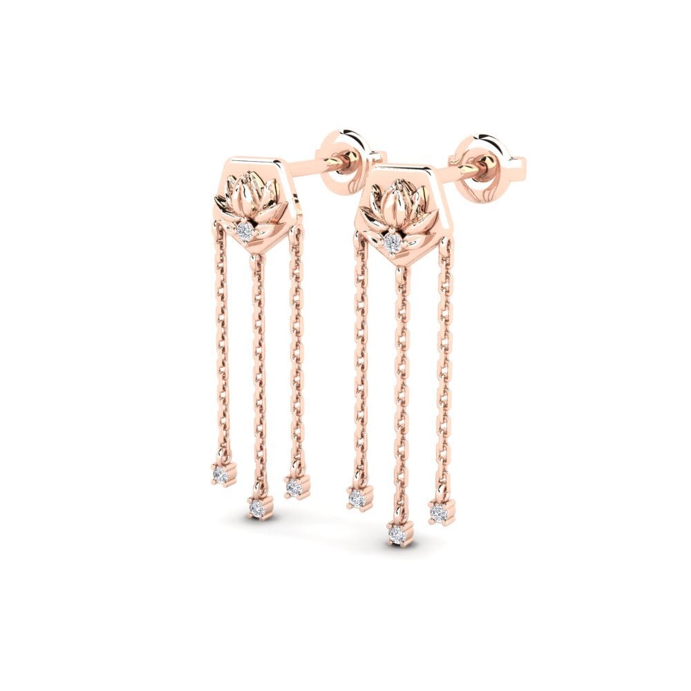 14k Oro Rosa Pendiente de mujer Enhiesto
