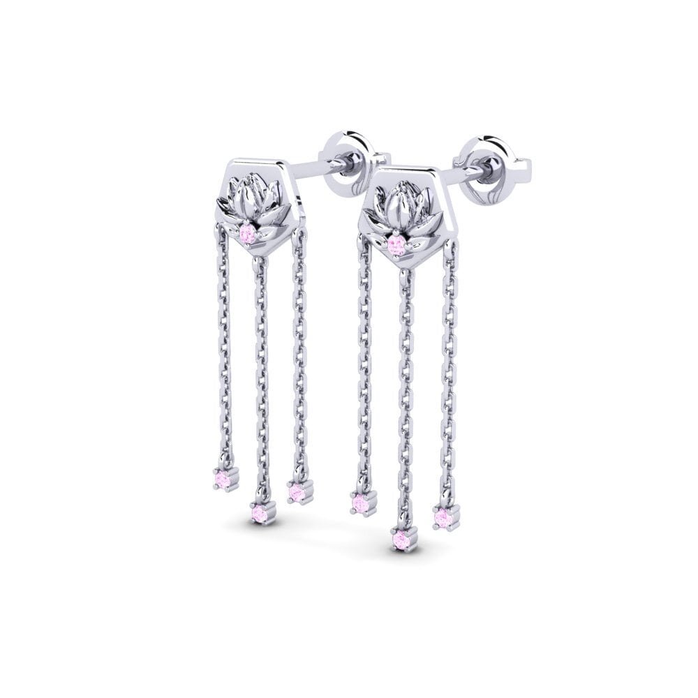 Palladium 950 Saphir Rose Boucle d'oreille femme Enhiesto