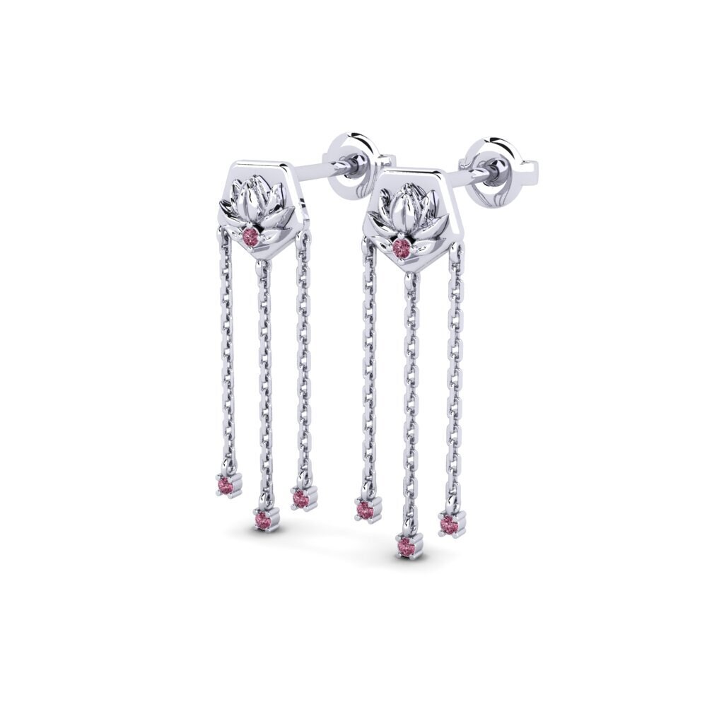 Oro Bianco 375 Granato Rodolite Orecchino da donna Enhiesto