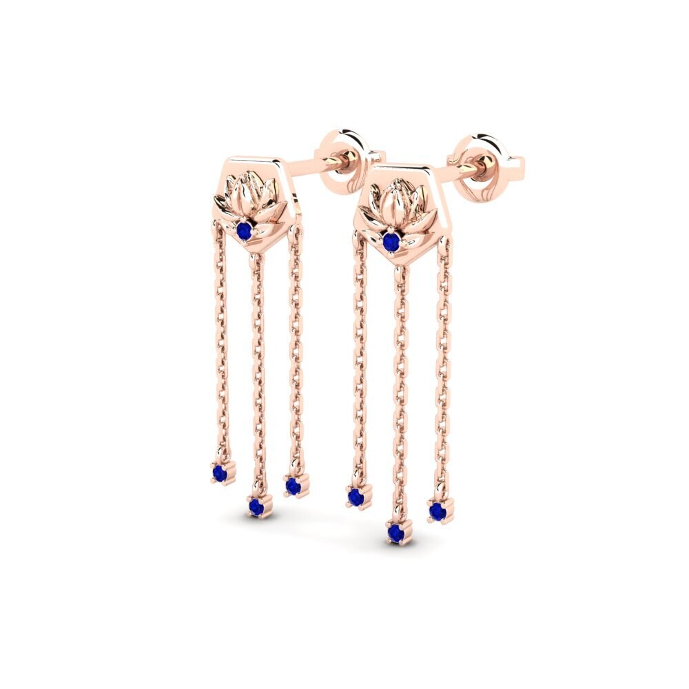 14ct Rose Gold Sapphire Women's Earring Enhiesto