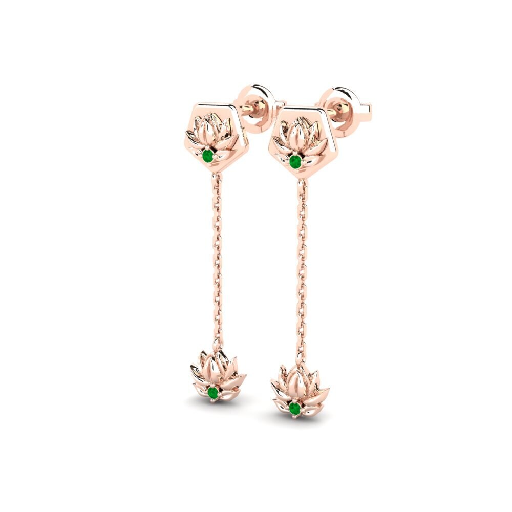 18k Oro Rosa Esmeralda Pendiente de mujer Entalhe