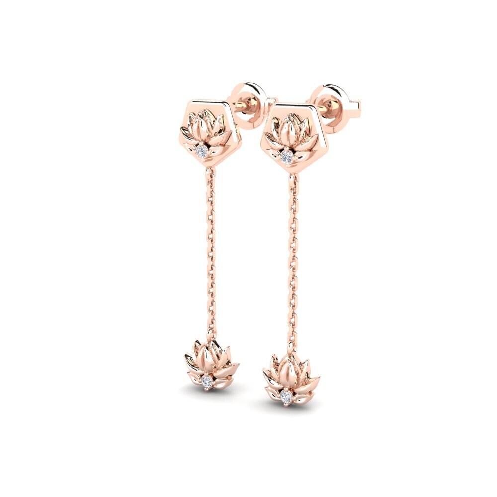 14k Oro Rosa Pendiente de mujer Entalhe