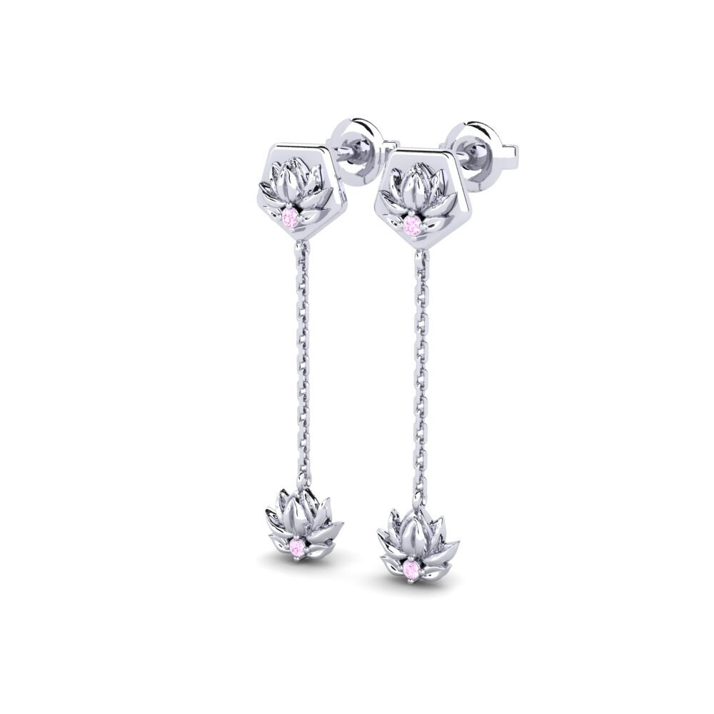 Palladium 950 Saphir Rose Boucle d'oreille femme Entalhe