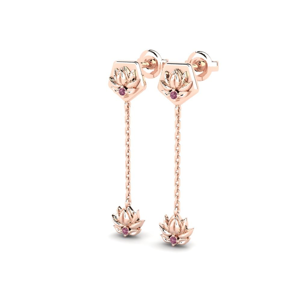 14ct Rose Gold Rhodolite Garnet Women's Earring Entalhe
