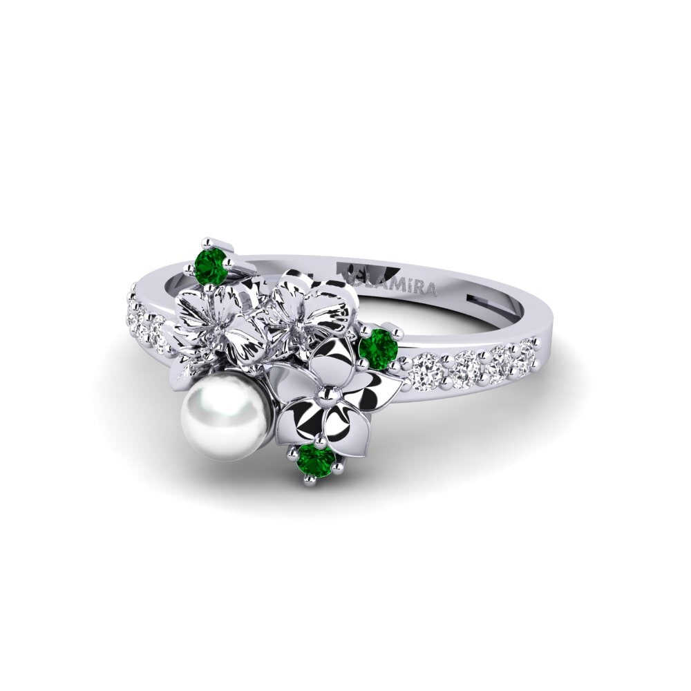 950 Palladium Green Zirconia Ring Fleurin