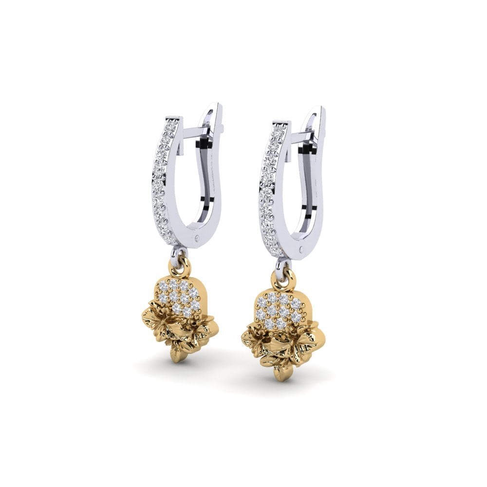 9k White & Yellow Gold Women's Earring Greenwich