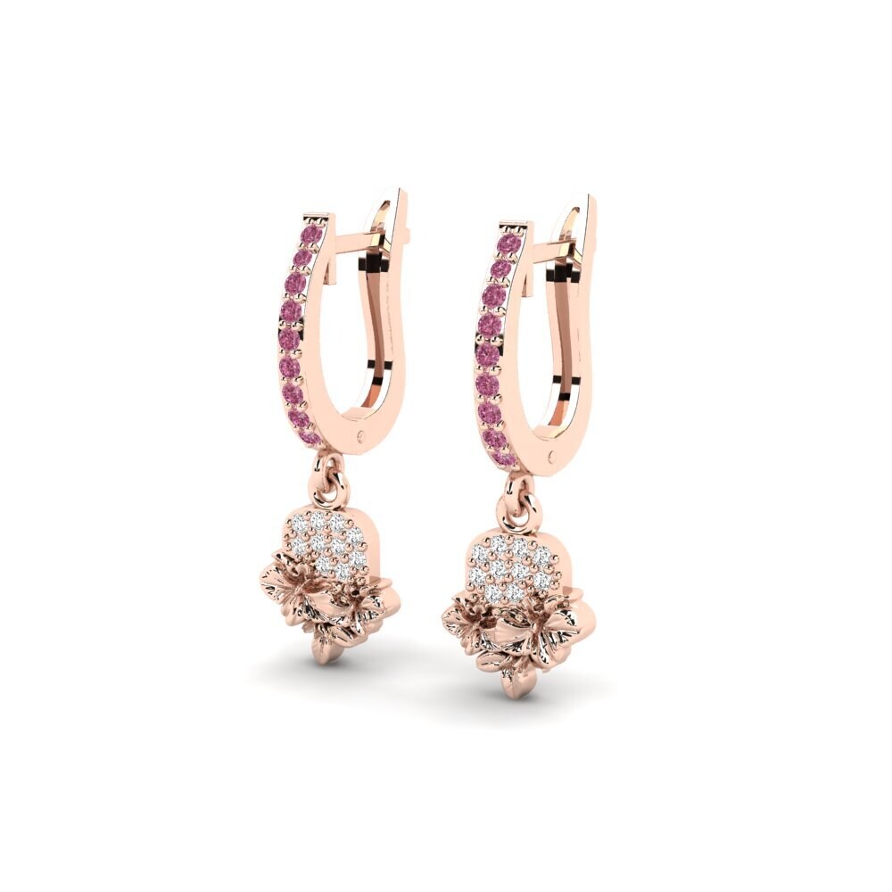 14ct Rose Gold Rhodolite Garnet Women's Earring Greenwich