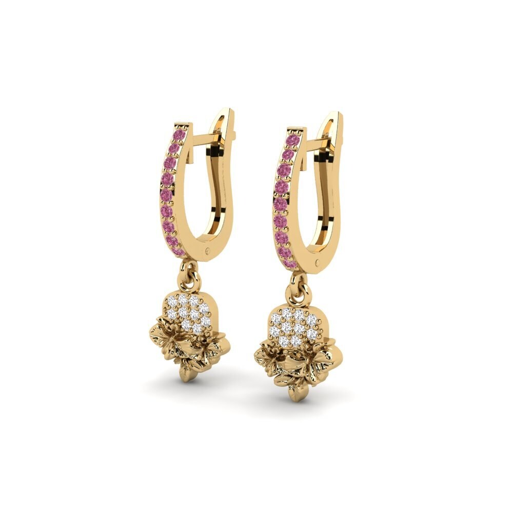 14k Oro Amarillo Granate Rhodolite Pendiente de mujer Greenwich