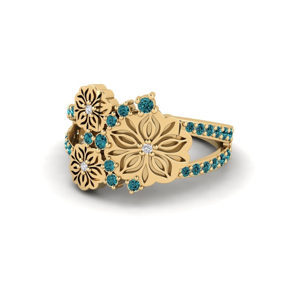 Diamante Azul Anillo Halluu