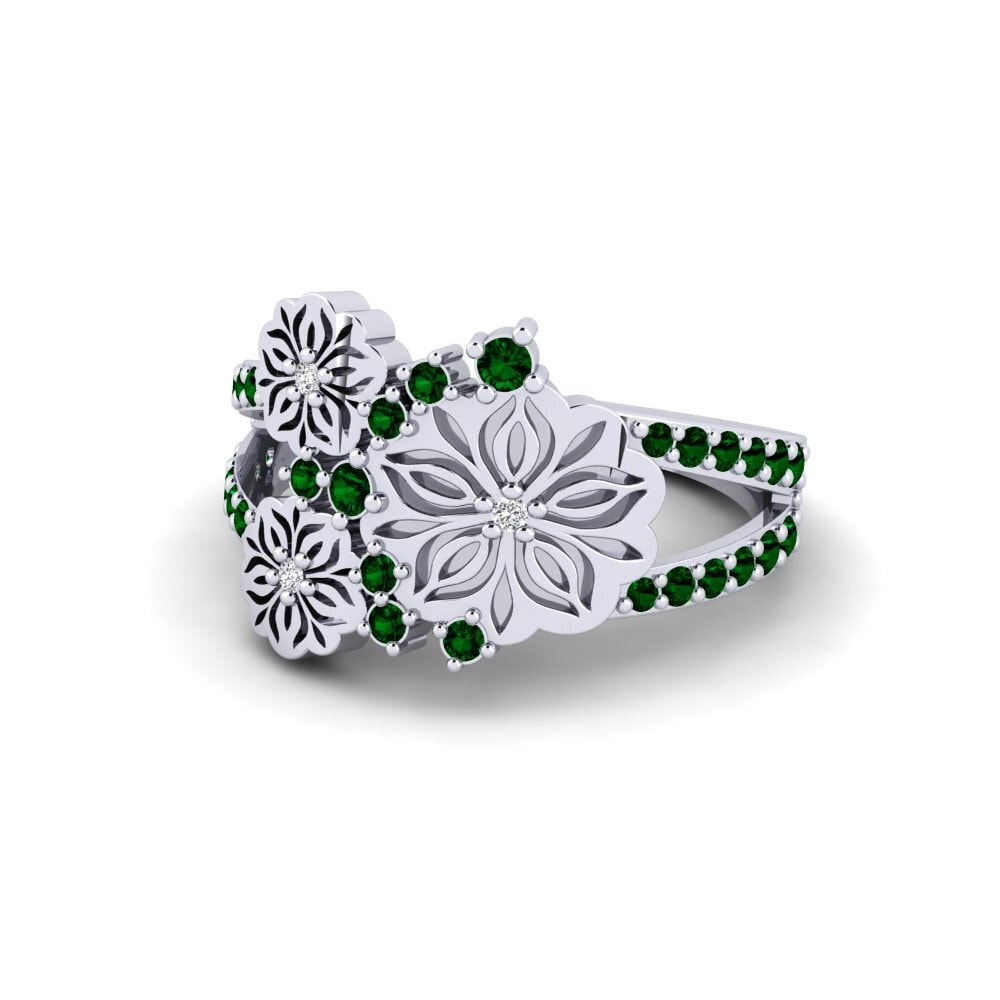 950 Palladium Green Zirconia Ring Halluu