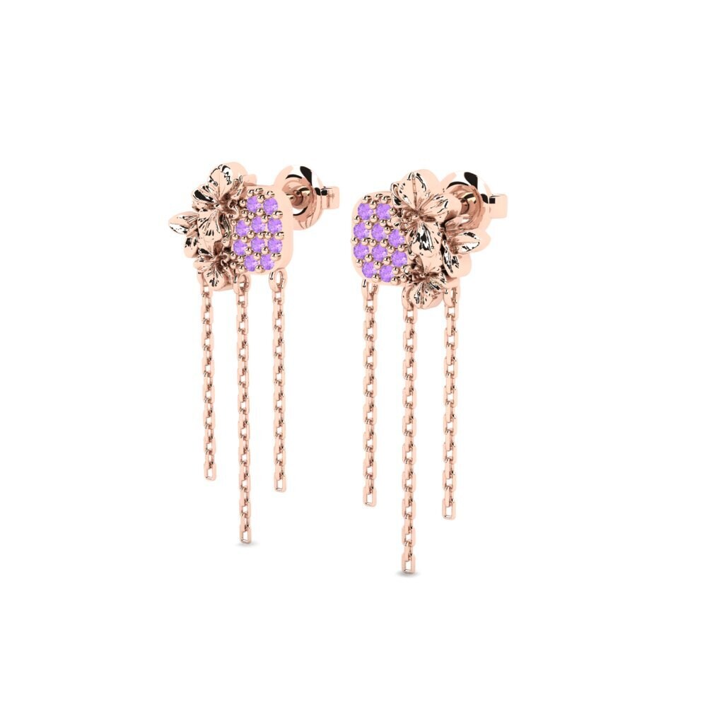 18k Oro Rosa Amatista Pendiente de mujer Hollayne
