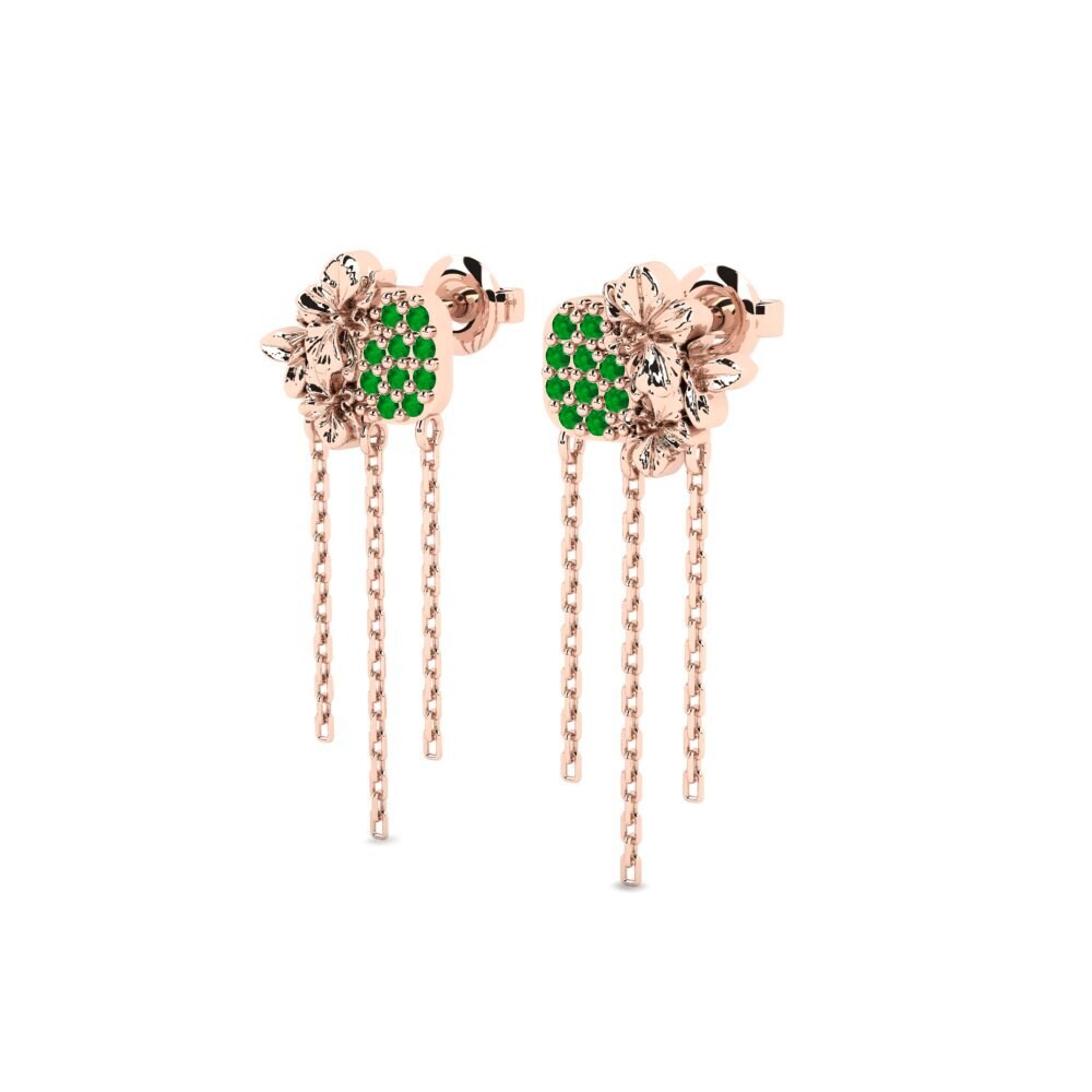 18k Oro Rosa Esmeralda Pendiente de mujer Hollayne