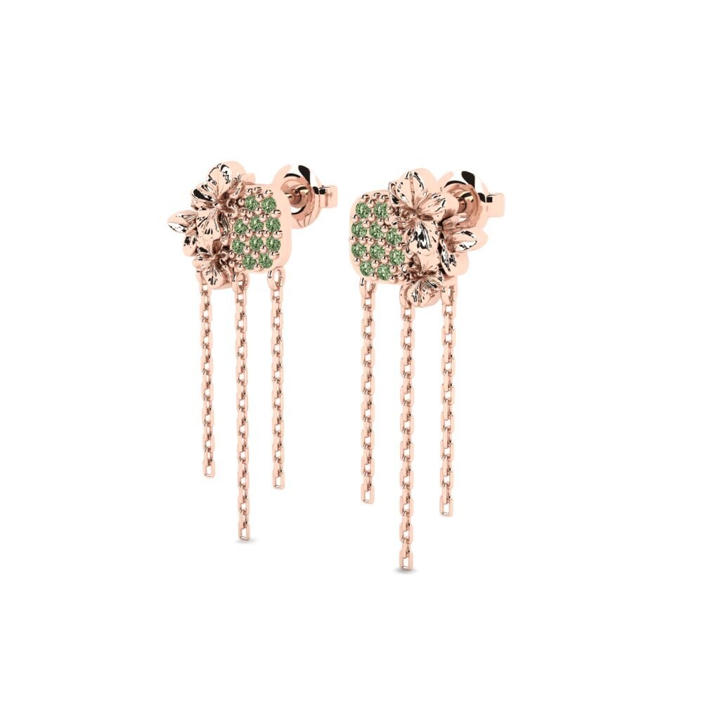 14ct Rose Gold Green Diamond Women's Earring Hollayne