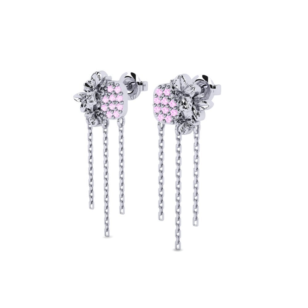 Palladium 950 Saphir Rose Boucle d'oreille femme Hollayne