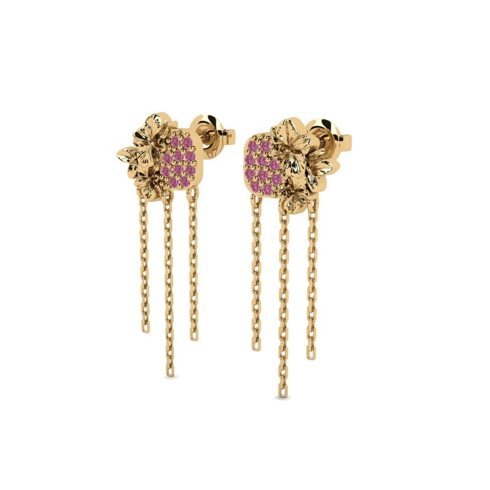 14k Oro Amarillo Granate Rhodolite Pendiente de mujer Hollayne