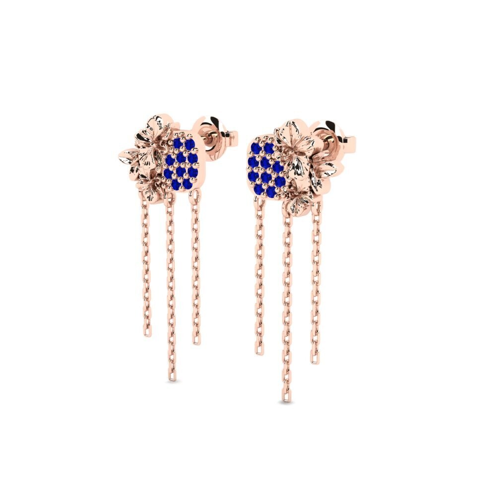 14ct Rose Gold Sapphire Women's Earring Hollayne