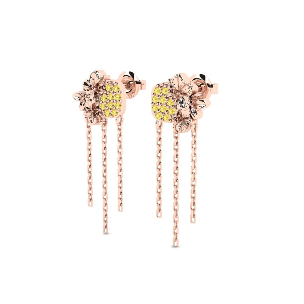 18k Oro Rosa Zafiro amarillo Pendiente de mujer Hollayne