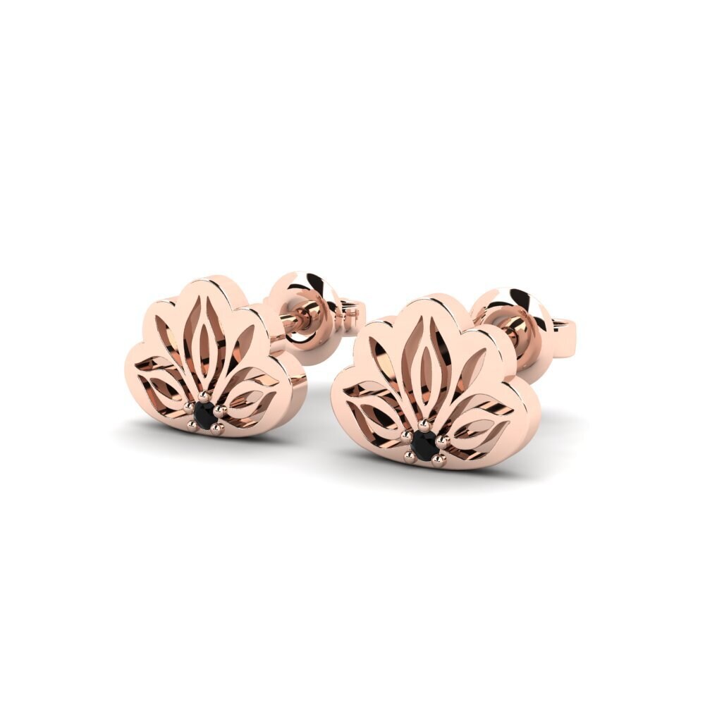 14ct Rose Gold Black Sapphire Women's Earring Iluba