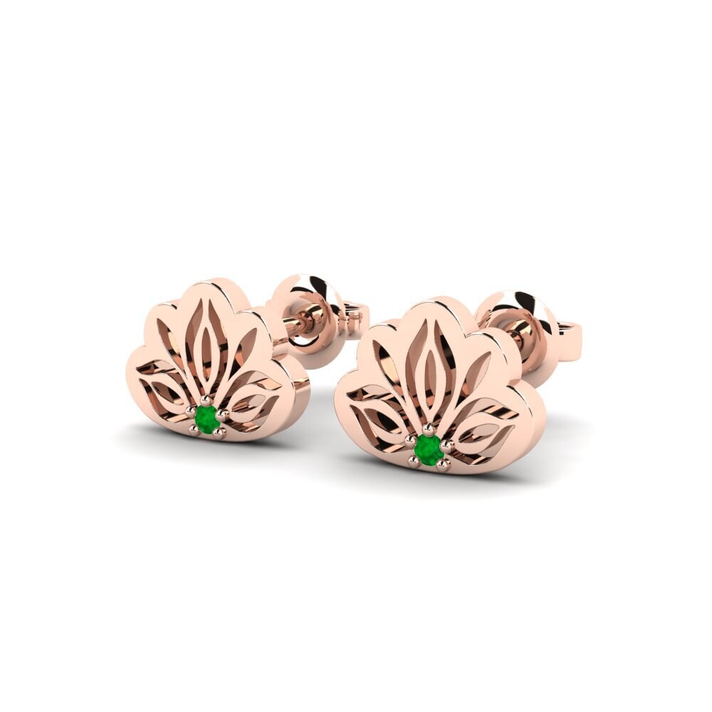 18k Oro Rosa Esmeralda Pendiente de mujer Iluba