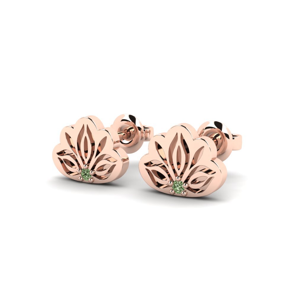 14ct Rose Gold Green Diamond Women's Earring Iluba
