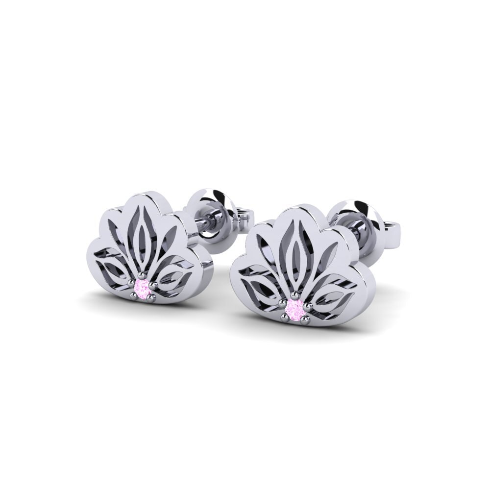 Palladium 950 Saphir Rose Boucle d'oreille femme Iluba