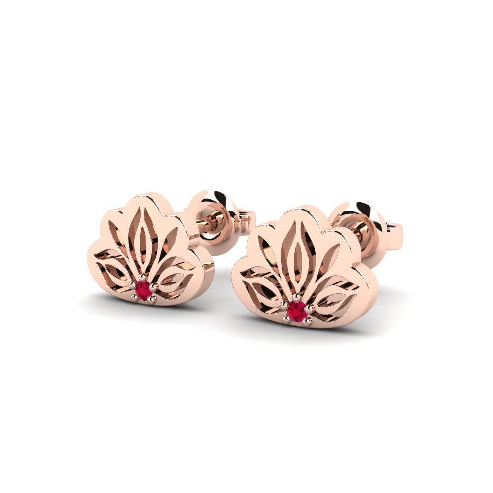 18k Oro Rosa Rubí Pendiente de mujer Iluba