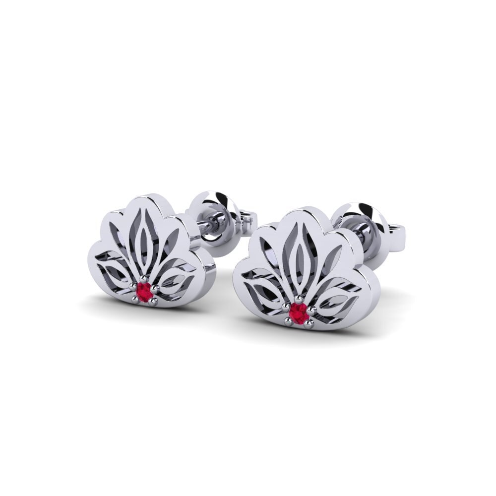 950 팔라듐 루비 여성 귀걸이 Iluba