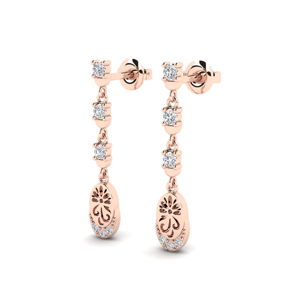 14k Oro Rosa Pendiente de mujer Kontentu - A