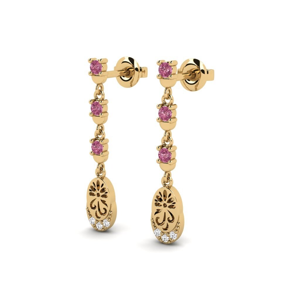 14k Oro Amarillo Granate Rhodolite Pendiente de mujer Kontentu - A